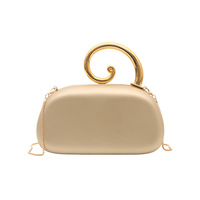 Tas Clutch Pegangan Atas Kulit PU untuk Wanita, Tas Mini Pegangan Spiral Modis, Tas Selempang Kasual Multi-warna, Tas Malam