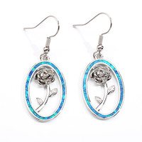 Anting Wanita Desain Mawar Bingkai Bulat Opal Tembaga, Mewah, Elegan, Bergaya Keren, Serbaguna