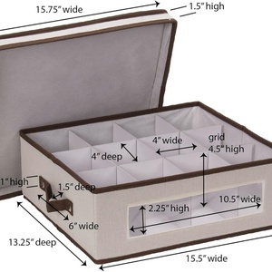 Boîte de rangement compartimentée en tissu pour tasses à thé et à café, anti-poussière, style japonais, best-seller transfrontalier avec couvercle - Product Image 2