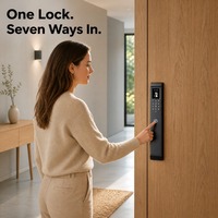 Serrure de porte intelligente à reconnaissance faciale 3D, clavier à empreintes digitales, WiFi, application Tuya, sonnette vidéo, entrée sans clé, porte en bois