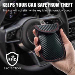 Compacto de fibra de carbono <span class=keywords><strong>Faraday</strong></span> Key Fob Protector PU de moda Car Key Wallets Bag con bloqueo de señal Pocket Size <span class=keywords><strong>Faraday</strong></span> Pouch - Product Image 2