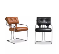 Fauteuil de salle à manger moderne en métal chromé, chaise d'appoint capitonnée vintage, chaise d'appoint de loisirs de style mid-century pour restaurant et hôtel