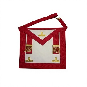 Delantal de piel de cordero para el Rito Escocés AASR |   Imán para delantal de maestro masón con cuentas rojas bordadas |   Sin níquel, tamaño personalizable - Product Image 1