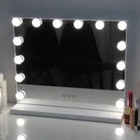 Moderne Luxe Hollywood Stijl Vierkante Kaptafel Make Up Led Light Spiegel Met 14 Lampen