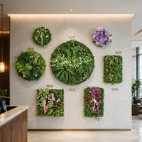 Mur végétal artificiel, panneau de haie vertical rond ou carré pour la décoration de paysages commerciaux, d'hôtels et de restaurants