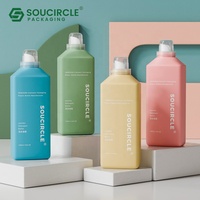 Bouteilles en plastique HDPE carrées de 1000 ml, fabriquées en usine, adaptées aux détergents lessiviels anti-fuite, équipées d'un bouchon gradué.
