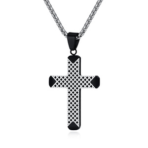 Cross-border best-selling accessory, yunnique style, minimalist two-tone cross <b>titanium</b> steel necklace for men, nic - Product Image 5