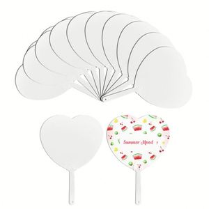Ventiladores de mano de plástico PET en blanco, impresos por ambos lados, para sublimación, ideales para fiestas y manualidades, al por mayor. - Product Image 1