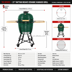 <span class=keywords><strong>Barbecue</strong></span> <span class=keywords><strong>Kamado</strong></span> en céramique verte SEB de 21 pouces, vente en gros d'usine, fumoir au charbon de bois, certifié CE LFGB, approvisionnement direct usine - Product Image 2