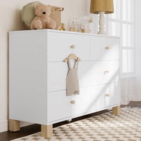 Commode blanche à 6 tiroirs pour chambre d'enfant Commode table à langer en bois pour bébé