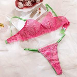 New Women's <b>Sexy</b> Firm Control Shapewear Bra <b>Set</b> with French Embroidery Contrast Lace in Polyester - Product Image 6