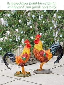 Vente en gros résine personnalisable artisanat extérieur simulation coq <span class=keywords><strong>poule</strong></span> volaille décoration pour terres agricoles restaurant extérieur - Product Image 4
