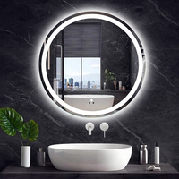 Miroir intelligent de salle de bain rond à LED avec écran tactile anti-buée, cadre mural moderne, étanche