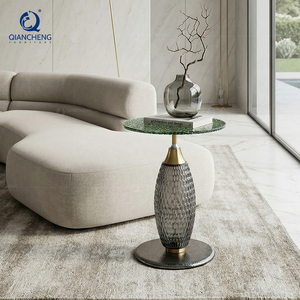 <span class=keywords><strong>Table</strong></span> d'appoint de luxe italienne en verre ondulé, <span class=keywords><strong>table</strong></span> d'appoint moderne vert émeraude Art Déco, <span class=keywords><strong>table</strong></span> d'appoint ronde pour villa et usine - Product Image 3
