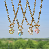 Collier chaîne à fermoir OT SongYi avec pendentifs cœur, goutte d'eau, cristal, perle et étoile, bijoux superposés pour femmes, vente en gros