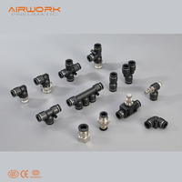 Connecteur pneumatique noir 4/6/8/10/12 mm, adaptateur rapide, modèle H-BUC, vanne manuelle, raccords pour tubes d'air/eau, OEM