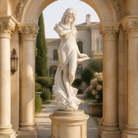 Statue en marbre blanc taille réelle sculptée à la main |   Sculpture de femme déesse grecque, drapé classique, décoration de jardin, villa extérieure, art personnalisé
