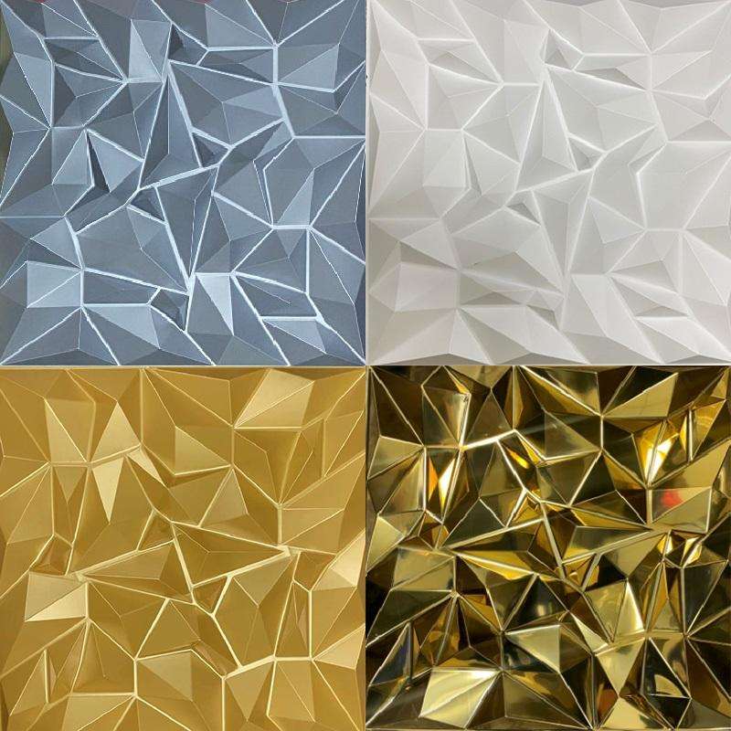Modern 3D PVC Wall Panel 3d Diamond Plastic Panel Golden Silver Mirror ...