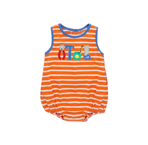 Combinaison sans manches en coton et élasthanne à rayures orange pour bébé fille, SR3943, sur mesure, vente en gros - Product Image 1