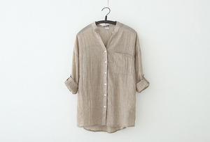 Camicetta da <span class=keywords><strong>Donna</strong></span> a Maniche Lunghe Stile Casual Moda Primaverile Vintage <span class=keywords><strong>in</strong></span> <span class=keywords><strong>Lino</strong></span> - Product Image 3