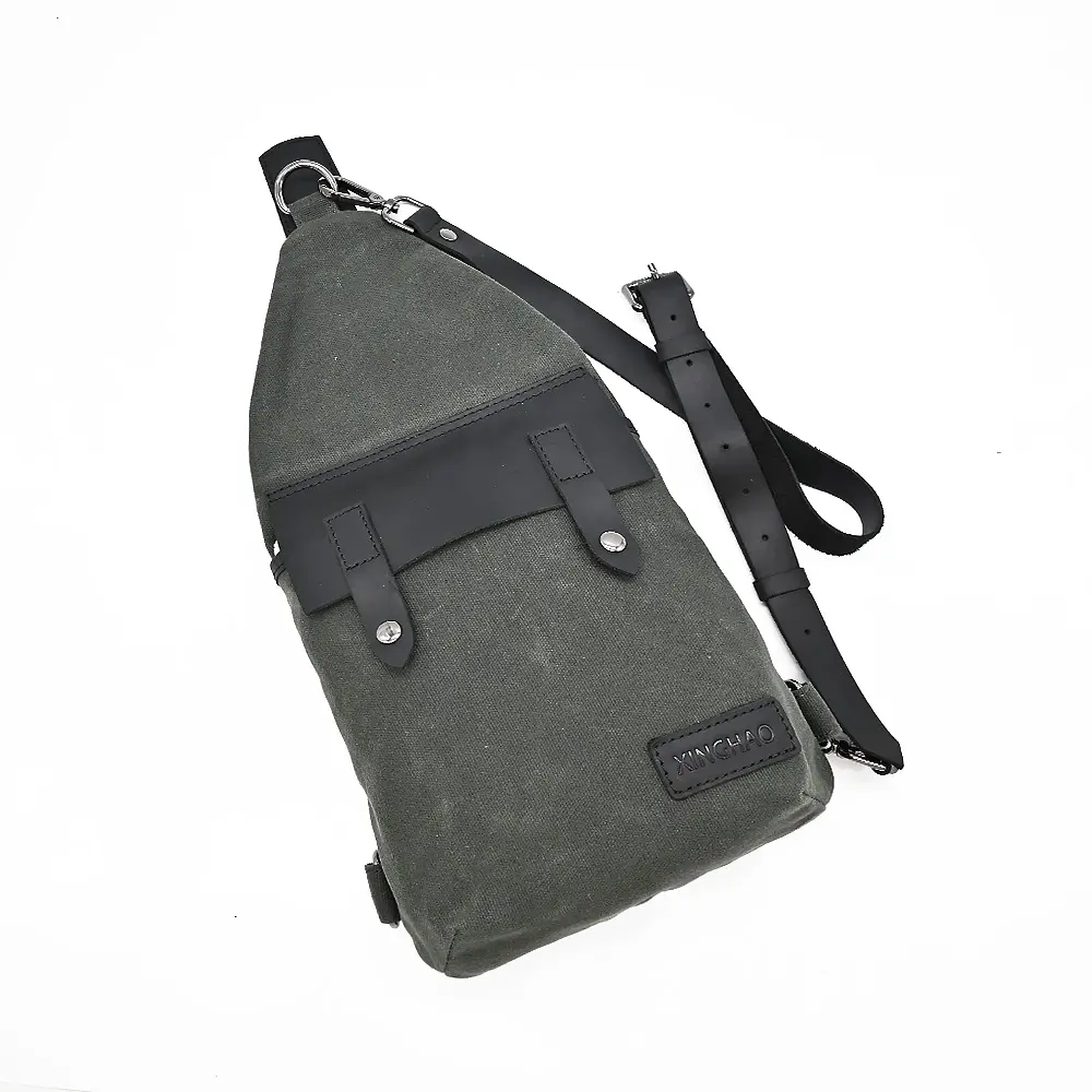 Wholesale Custom Crossbody Chest Bag Eco-friendly Travel Casual Men Canvas Sling Shoulder Bags