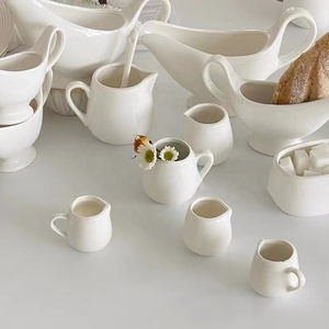 Nouvelles idées de produits 2026 Petite crémière classique blanche en porcelaine fine avec poignée en céramique <span class=keywords><strong>Pichet</strong></span> à café et à lait - Product Image 2