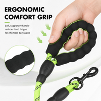 Laisse pour chien A Mazon Top Seller avec poignée rembourrée, en nylon durable, matériau réfléchissant, laisse ronde rayée avec ruban