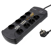Multiprise USB 8 prises avec protection contre les surtensions, 4 ports USB 5V 3.1A, prise Euro 230V 16A CE pour PC