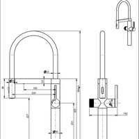 Robinet de cuisine moderne en acier inoxydable 304 finition chromée, à montage sur plan, avec douchette extractible, fonction 3-en-1, monocommande, pour eau purifiée