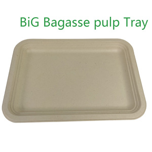 PFAS Free 14x10 Inch Rectangular Bagasse Tray OK Compost Certified Compostable <strong>Disposable</strong> Microwave Safe Eco-Friendly <strong>Platters</strong> - Product Image 2
