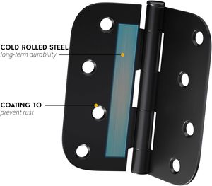 Charnière de porte battante de style américain noir mat, quincaillerie d'angle pour porte et fenêtre intérieures en bois - Product Image 3