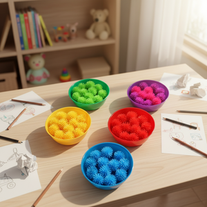 Juego de 71 Piezas de Relleno para Contenedor Sensorial de Plástico, Incluye 60 Bolas de Espuma, 4 Pinzas, 2 Tijeras <span class=keywords><strong>y</strong></span> 5 Vasos para la <span class=keywords><strong>Educación</strong></span> de la Motricidad Fina - Product Image 4