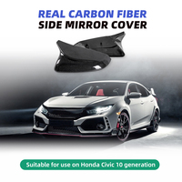 Coque de rétroviseur à clipser en fibre de carbone, style corne de bœuf, de remplacement pour Civic 10ème génération, universelle