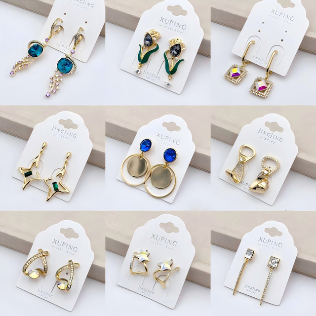 XUPING Vintage Multi-Shape Earrings Set, 14K Gold Earrings Luxury Jewelry Woman, Jewellery Wholesale