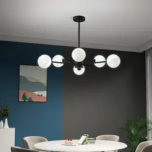 문 샹들리에 현대 미니멀리스트 식당 침실 거실 LED 라이트 바 8 램프 홀더 달빛 샹들리에