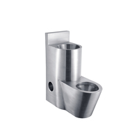 Ensemble WC monobloc moderne en acier inoxydable à poser au sol pour hôtels et lieux publics, double chasse à gravité, acier inoxydable 304