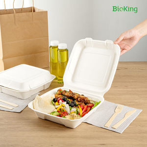 바이오킹 PFAS 프리 사탕수수 버개스 펄프 도시락 친환경 버개스 클램쉘 음식 테이크아웃 포장 용기 - Product Image 4