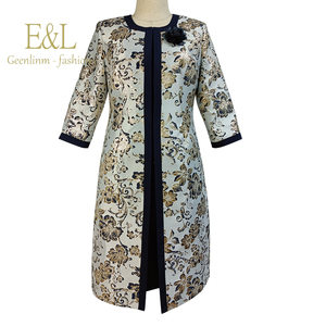 Plus Size 2-Piece Formal African Church Dress Suits Set for Women with Long <b>Jacket</b> and Button Detail - Product Image 6