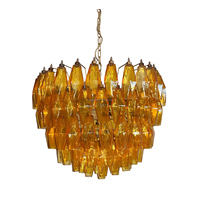 Lustre en verre ambré médiéval français, verre soufflé à la main, chaîne en bronze, luminaire suspendu vintage pour villa, salle à manger, hôtel