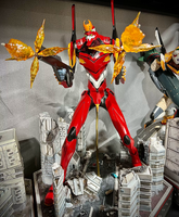 Estatua de Resina de Anime Japonés Mecha, Unidad EVA-02, Estilo Anime, Decoración para el Hogar, 73 cm, Polystone, Edición Limitada, Pintada a Mano, Artística