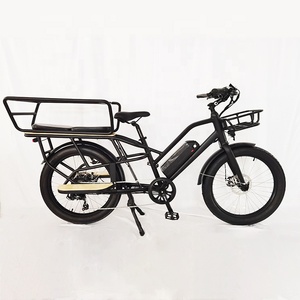 Vélo cargo électrique 24 pouces 250W 7 vitesses pour livraison de repas, jantes à double paroi, cadre en acier, siège enfant - Product Image 1