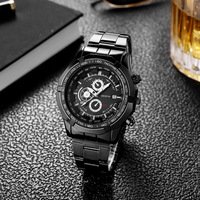 Montre pour homme à bracelet en acier AliExpress transfrontalière, montre à trois cadrans et six aiguilles, montre à quartz avec calendrier européen/américain