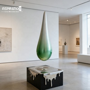 Sculpture de <span class=keywords><strong>couloir</strong></span> d'hôtel en FRP en forme de goutte d'eau pour l'art de la réception d'hôtels de luxe, conception personnalisée, art ondulé en FRP - Product Image 1