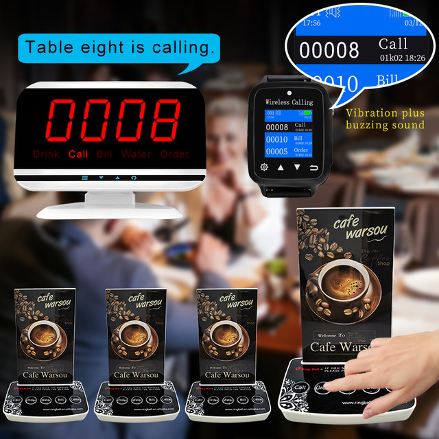 Cross-border Wireless Pager Service Bell for Hotels Restaurants Catering-Remote Service Calling Waiter Wristband Pagers