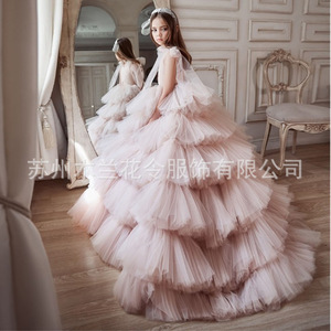 Nouvelle Robe de Princesse S0251R pour Enfants, Modèle Tendance et de Haute Qualité, avec Traîne et Manches Longues, Style Gâteau Bouffant - Product Image 3