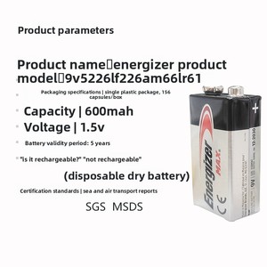 Batería Original Pilas <span class=keywords><strong>9V</strong></span> 522 <span class=keywords><strong>6LF22</strong></span> 6LR61 MN1604, Pila Seca E91 LR06 E92 LR03 1.5v Aaa Aa, Batería Alcalina, Pilas Primarias - Product Image 4