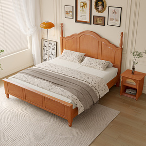 Country Style American Solid Wood <b>Double</b> <b>Bed</b> 1.8m Platform Storage Master Bedroom Furniture - Product Image 1