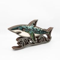 Nouvelles décorations de bureau en forme de requin sculpté en buis, style marin moderne