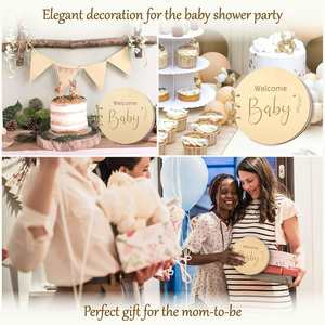 Wooden Folk Art Baby Shower Games Guestbook Keepsake <b>Memory</b> Book Engraving Eco-friendly Handmade <b>Gift</b> for Christmas Occasions - Product Image 3