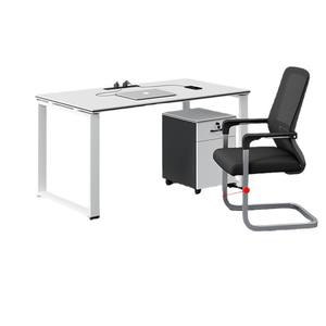 Bureau d'ordinateur Saint-Leste, poste de travail modulaire avec tiroir et cloison, combinaison chaise de bureau et bureau pour employé - Product Image 5